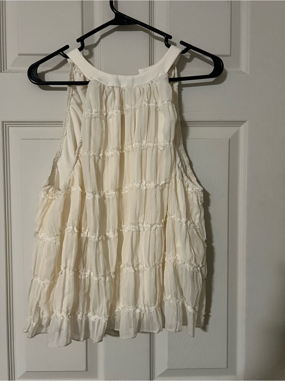 SHEIN Cream Ruffle Halter Blouse XL